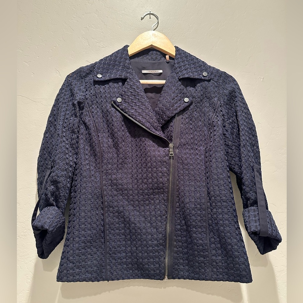 Tahari Women's Blue Lightweight Blazer Jacket‎ Full Zip Size XS